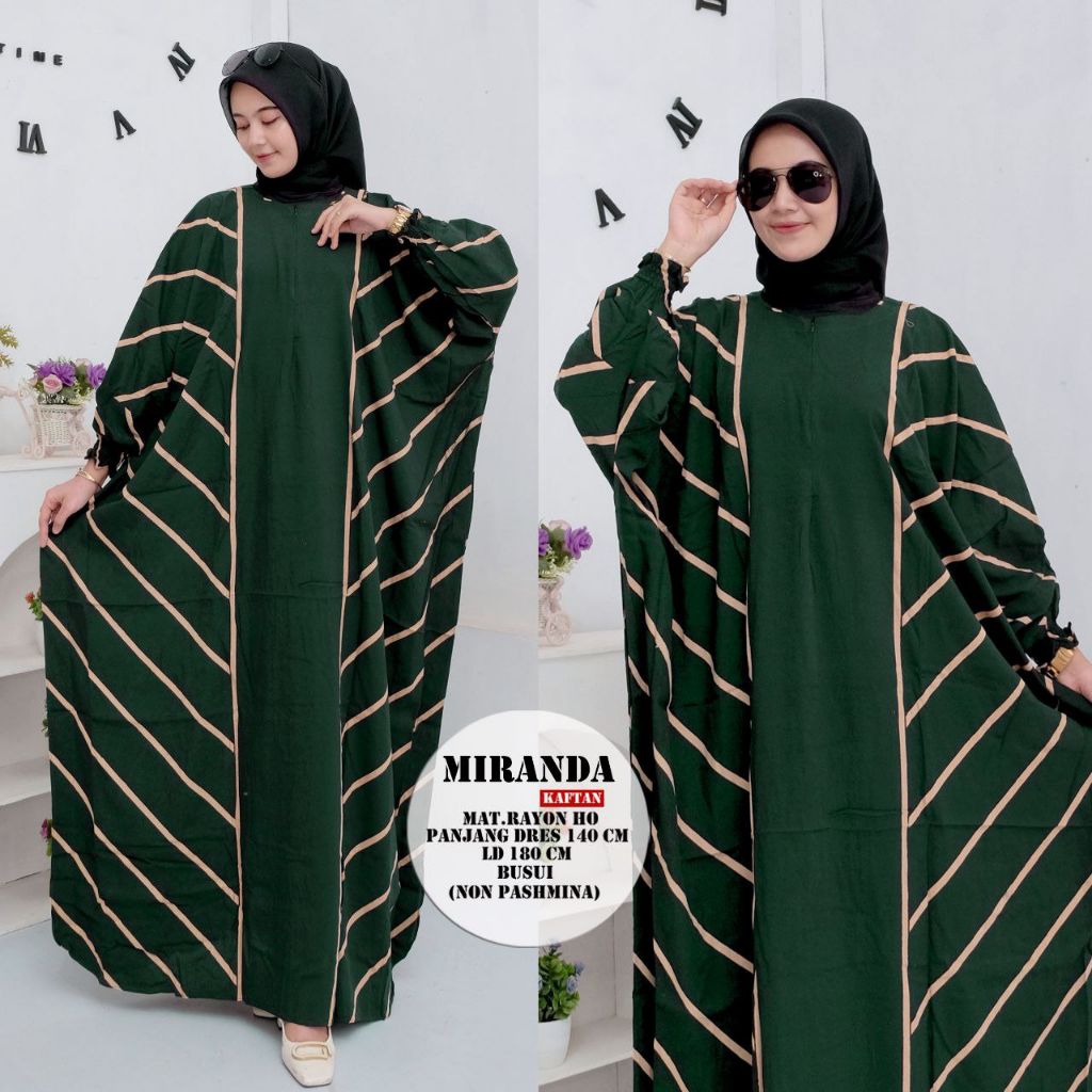 Grosir Gamis Kaftan Miranda Terbaru 2025 Bahan Rayon Ld 180 Pb 140 Jumbo