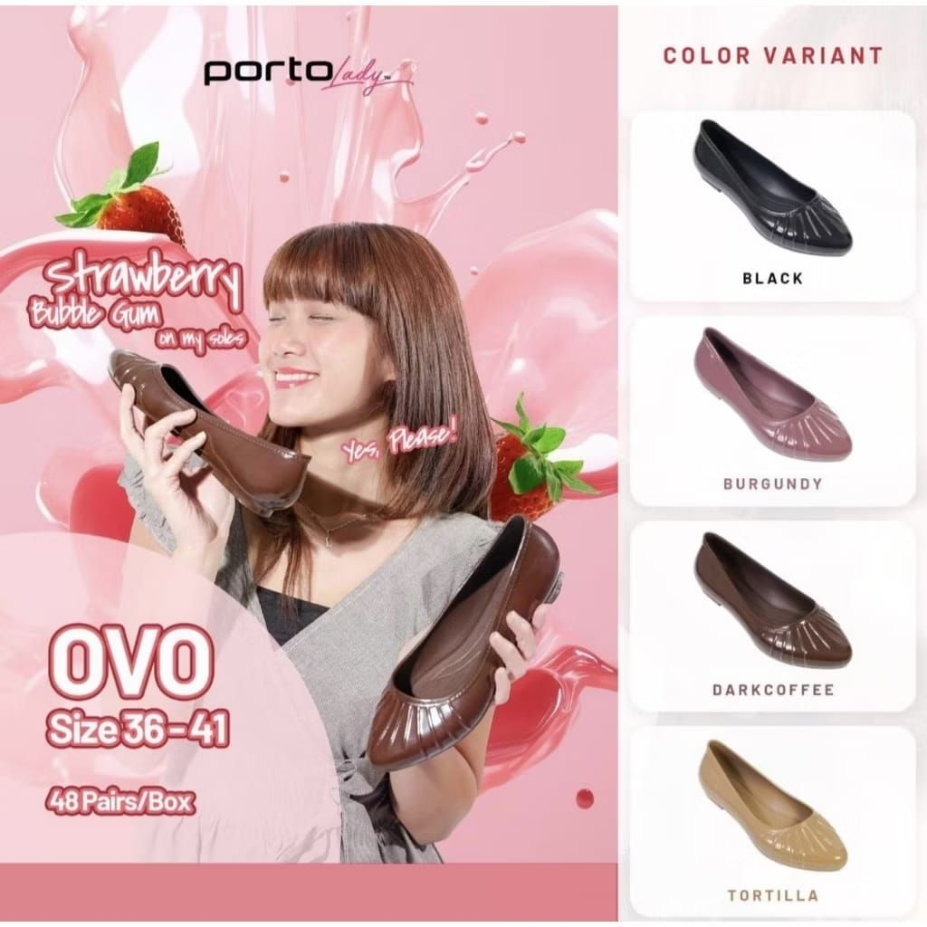 PORTO OVO/ SEPATU KARET IMPORT PLAT SHOES WANITA MODEL DEPAN LANCIP ADA GARIS-GARIS KECIL UKURAN 36-