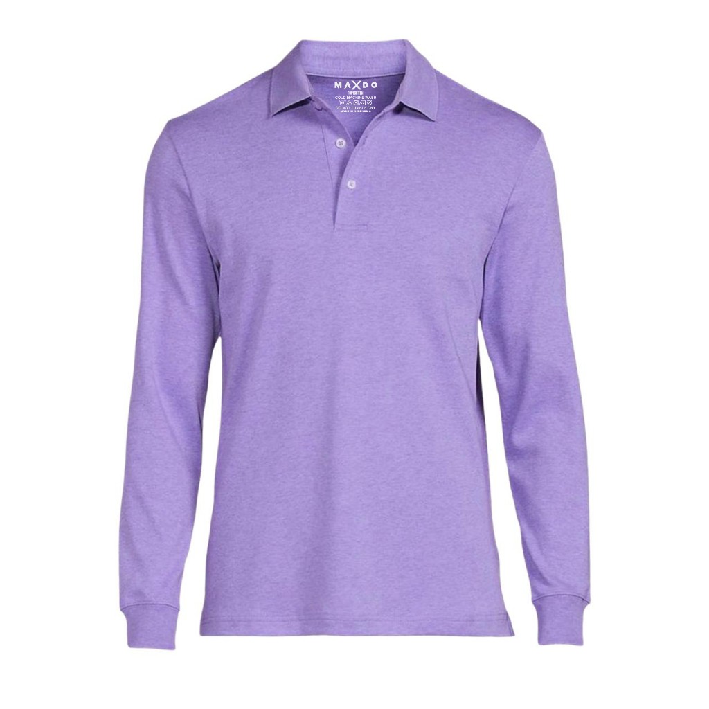 Maxdo - Baju Kaos Kerah Lengan Panjang Polos Polo Shirt Pria & Wanita Lilac