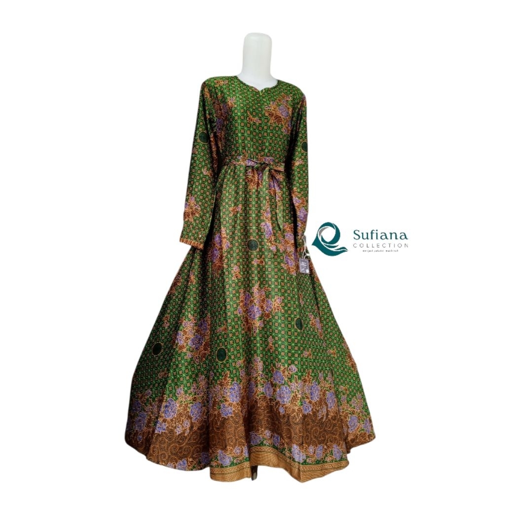 Gamis Muslimat NU Hijau Tua Semi Sutra