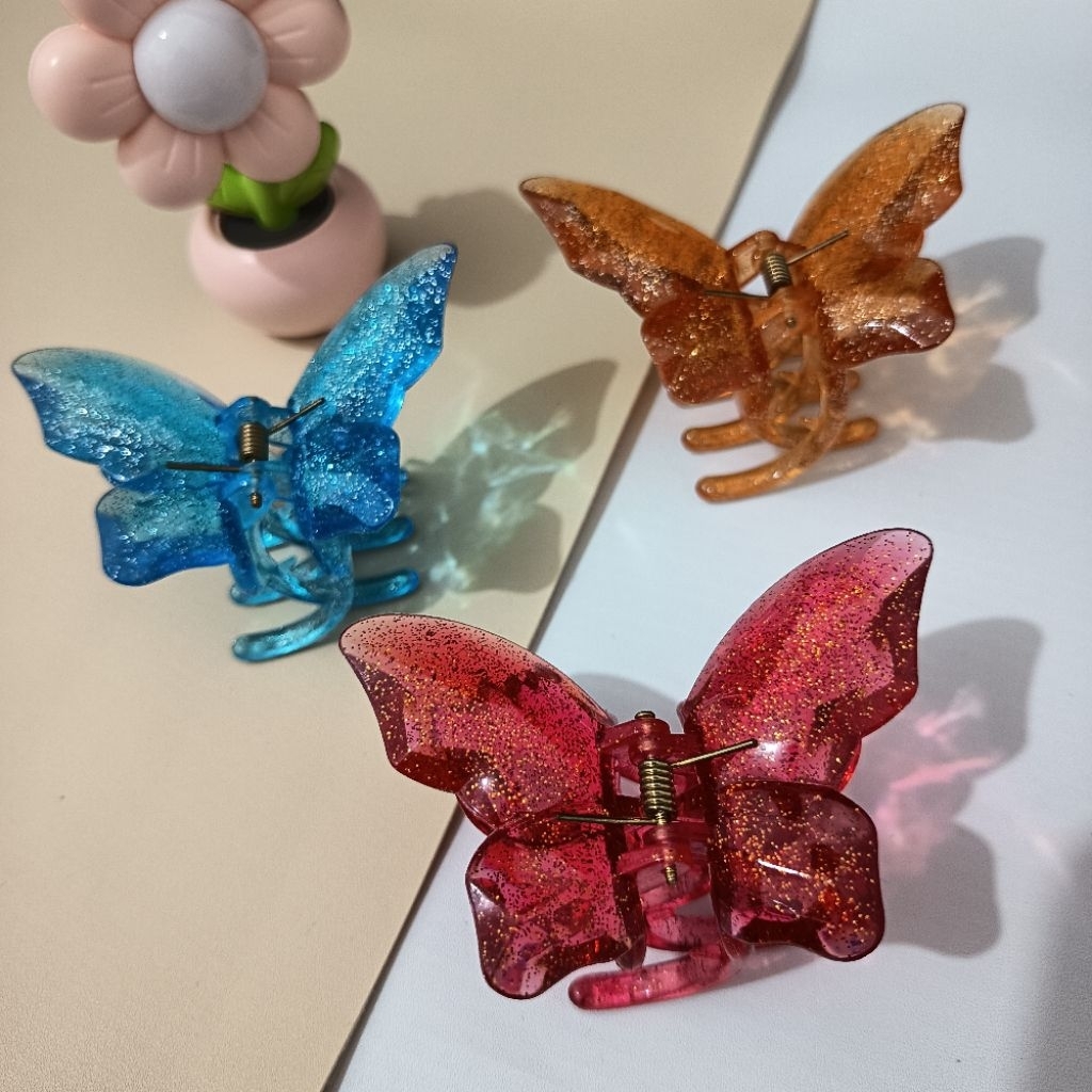 Jedai / Jepit Rambut Kupu-Kupu Gliter