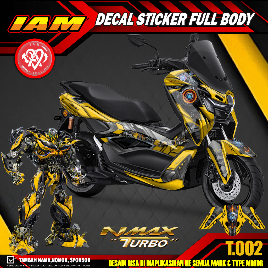 DECAL STICKER YAMAHA NMAX TURBO FULLBODY CUSTOM DESAIN TRANSFORMER - IAM 002 T