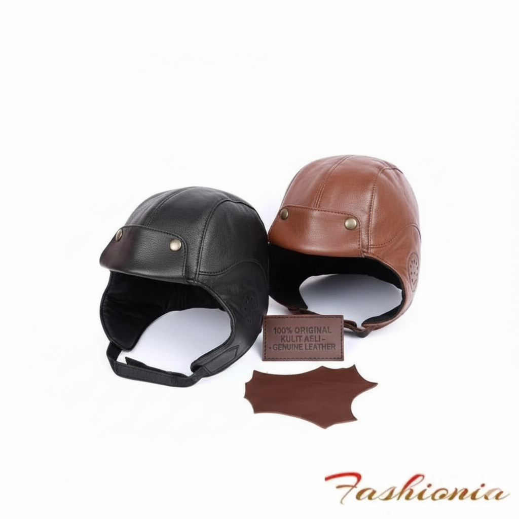 Topi Pria Topi Kulit Topi Motor Topi pilot topi snoopy