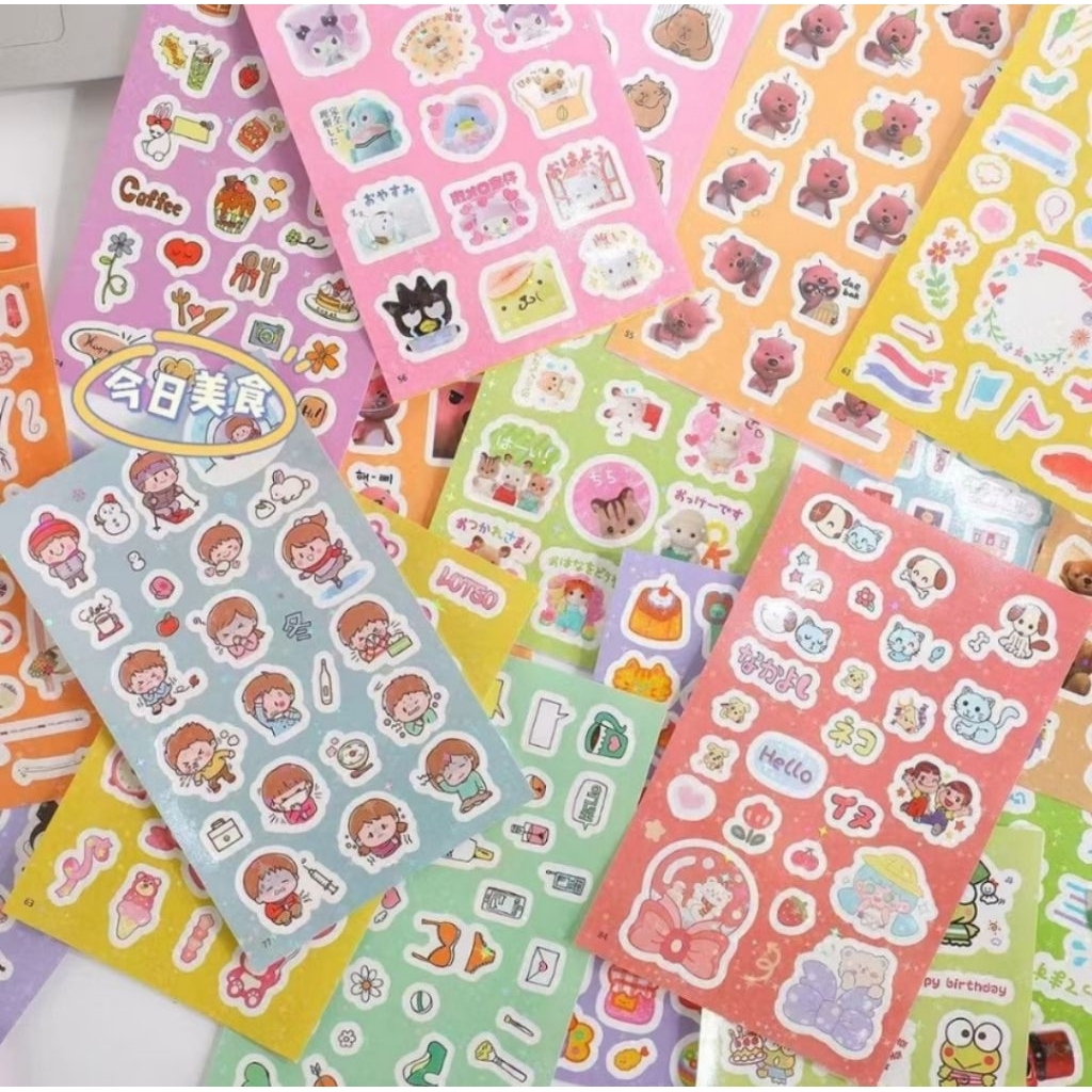 100 Lembar STICKER DIY sticker LUCU perlembar RANDOM Dekorasi scrapbook