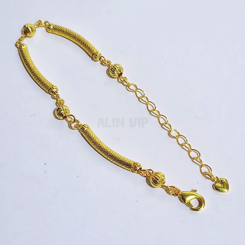 GTD22 Grosir Gelang Rantai Ukir Model Bambu Lapis Emas Gold Elegan Anti Karat