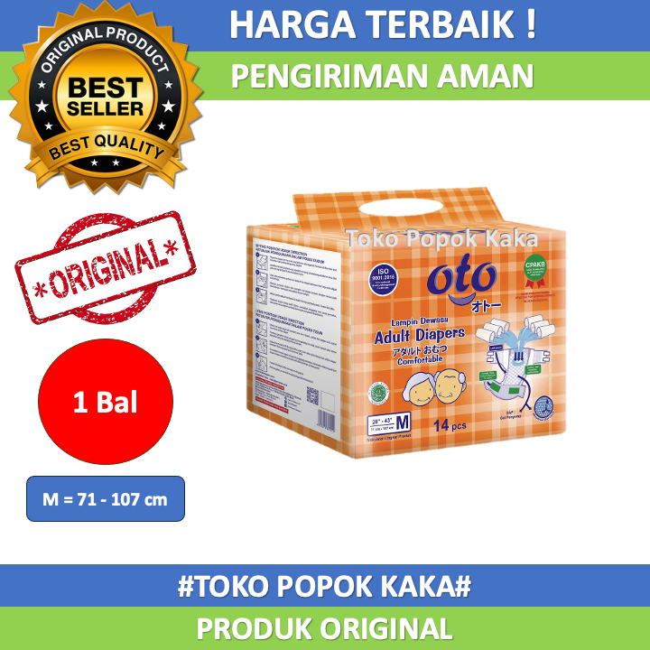 OTO Popok Perekat Dewasa - OTO Diapers Adult Popok Dewasa model Perekat M14 L14 XL12 Kemasan Bal