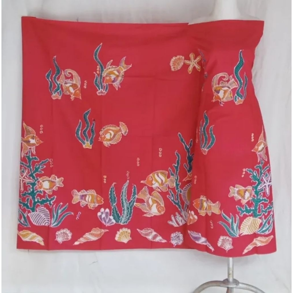 KAIN BATIK TULIS MADURA MOTIF IKAN MERAH