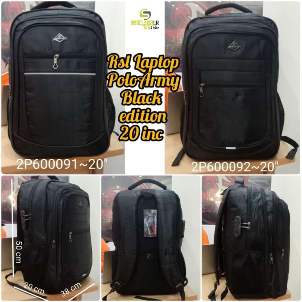 Tas Ransel Backpack Polo Army Original Ukuran Jumbo 20 Inch(Sekolah,Bekerja,Traveling)