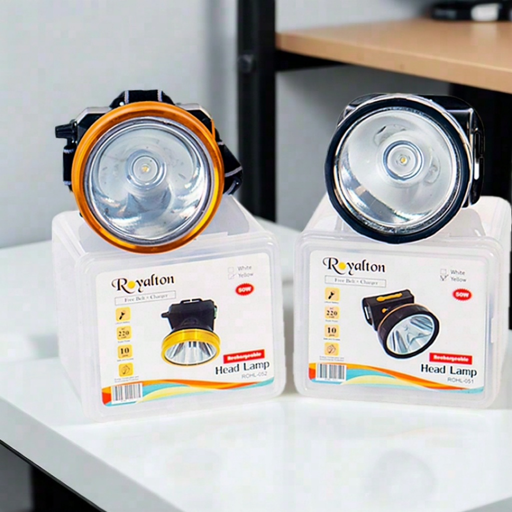 Senter Kepala LED Super Terang - Headlamp Outdoor - Rechargeable Tahan Lama 2 Baterai - 50W