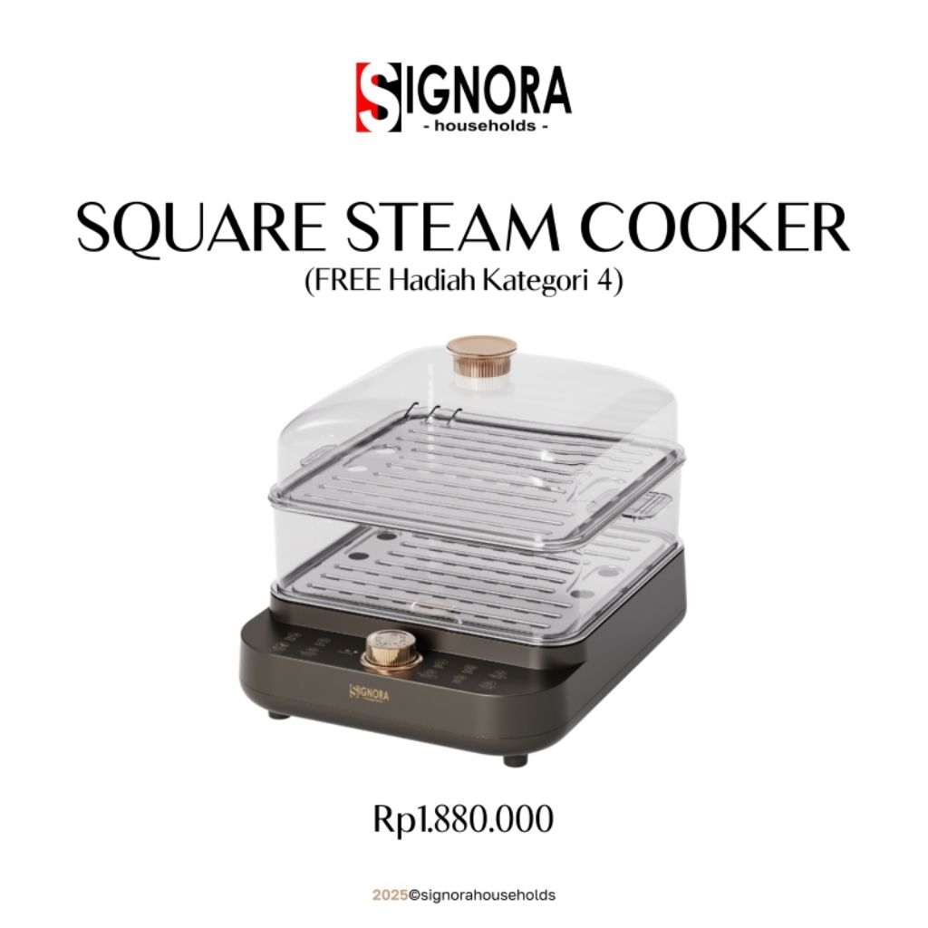 Square Steam Cooker Signora/Alat Kukus/Kukusan listrik