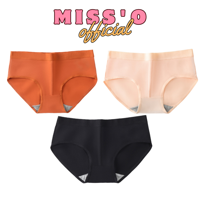 MISS'O CD501 Celana Dalam Wanita Underwear Cewek Polos List Hitam Sexy Gaya Korea Bahan Katun