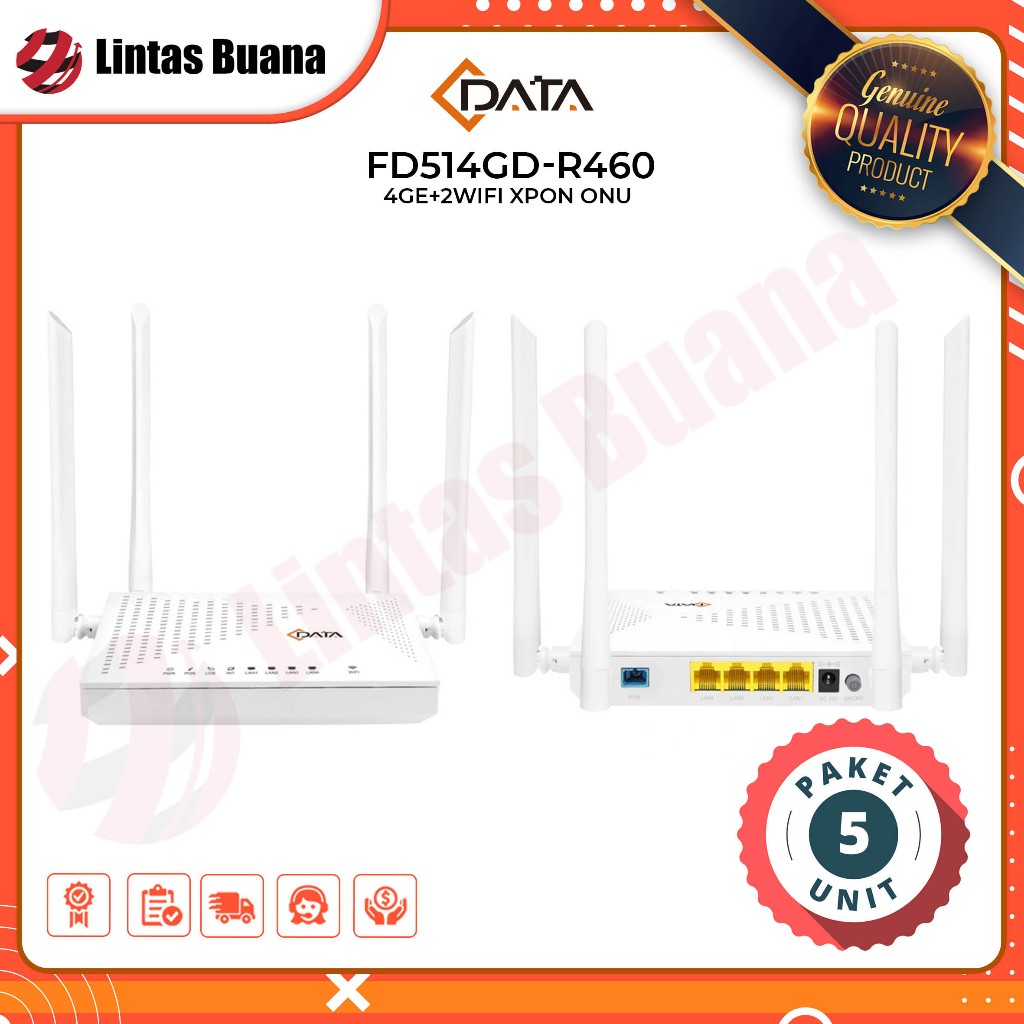 CDATA FD514GD-R460 4GE + Dual Band WIFI XPON ONU Paket 5 Unit