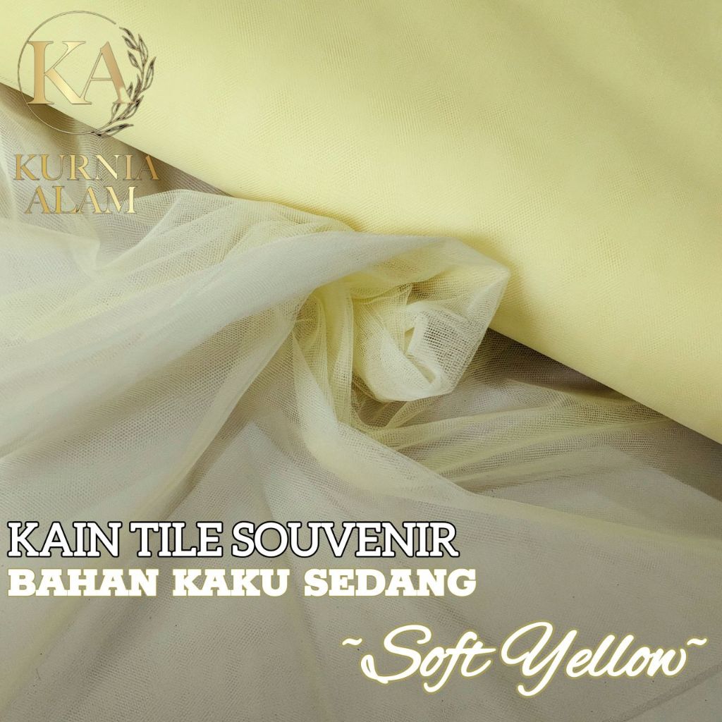 Kain Tile Hampers Tile Bahan Kaku Sedang Warna SOFT YELLOW Meteran Premium Lebar 125cm Tile Souvenir