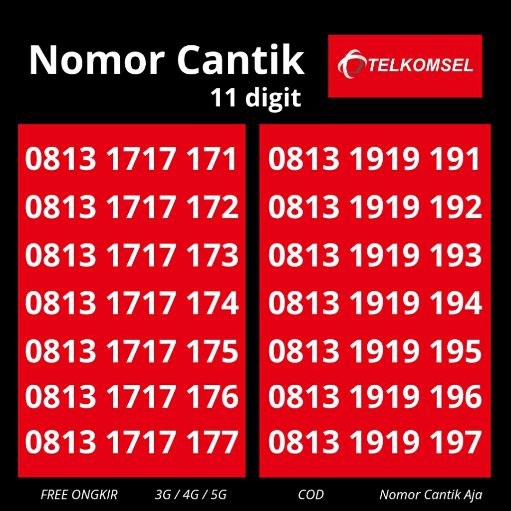 Nomor Cantik Telkomsel 11 digit - Simpati 11 digit 3GB-5GB