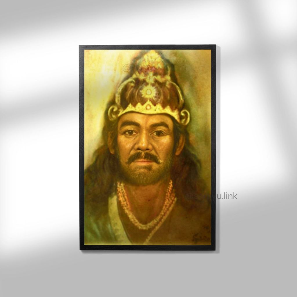 Hiasan Dinding Lukisan Cetak "Prabu Jayabaya - Raja Kediri" Poster Bingkai Kayu