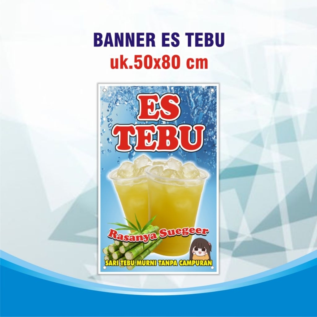 banner spanduk es tebu ukuran 50x80 cm berdiri dan tidur