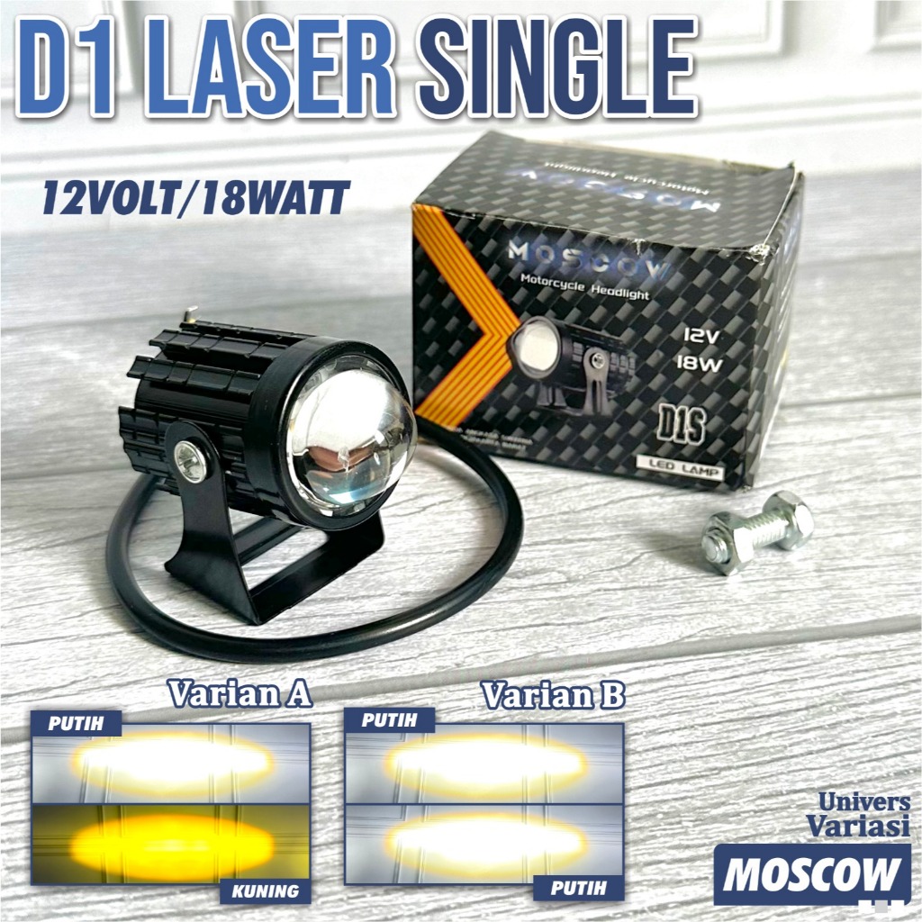 LAMPU SOROT LASER D1 2 SINGLE MINI LED HIGH LOW 2 WARNA JAUH PUTIH DEKAT KUNING ANTI AIR TERANG GRAD