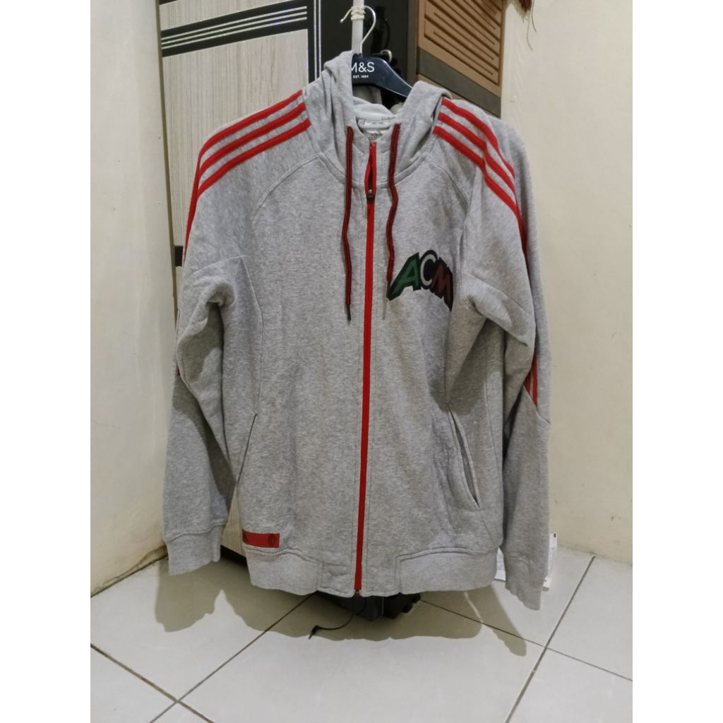 preloved Hoodie zipper adidas ACMilan fit size M-L original