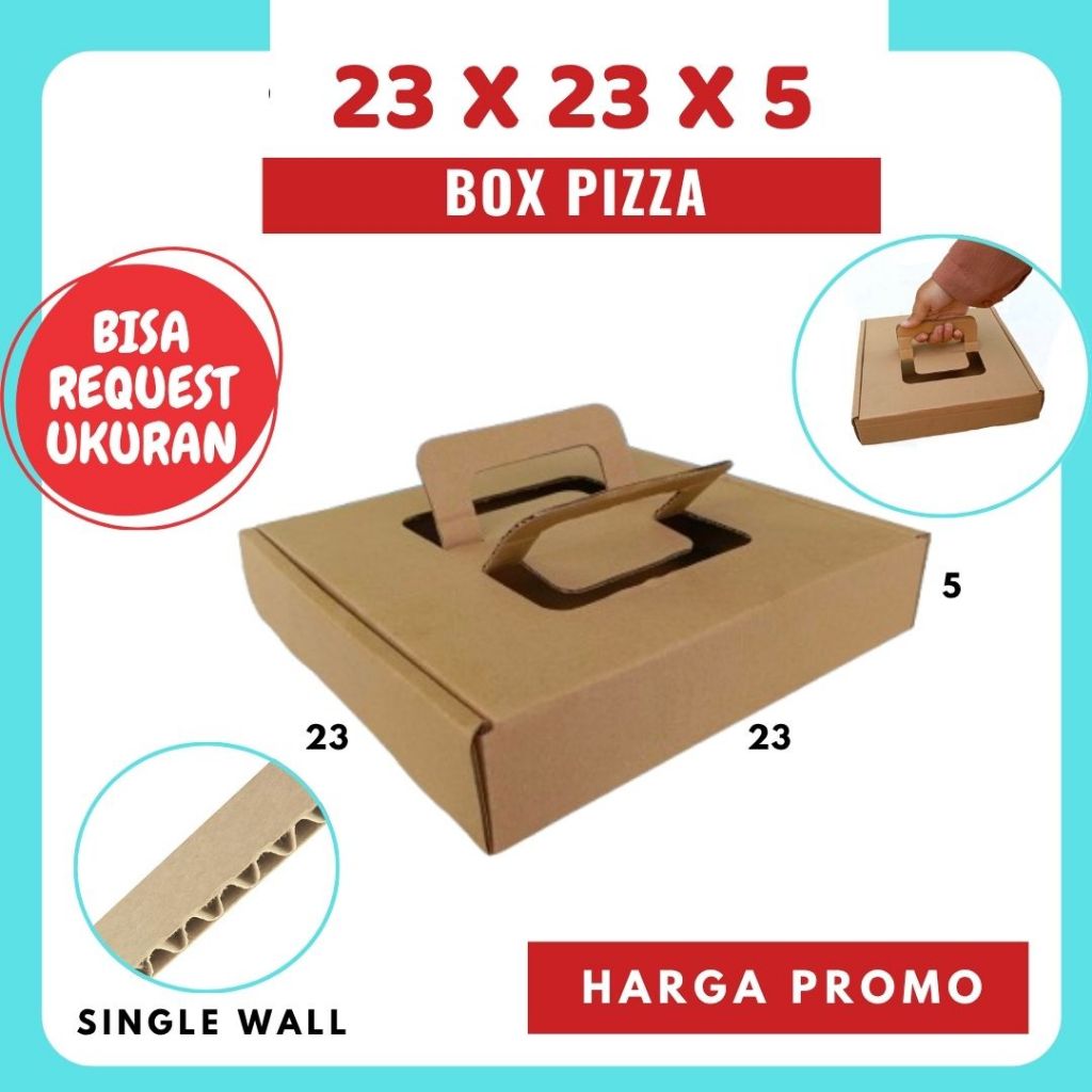 Box Pizza 23x23x5 LS Dus Kardus Packing Kemasan Kue Brownis Hampers Karton Kotak Dimsum Donat