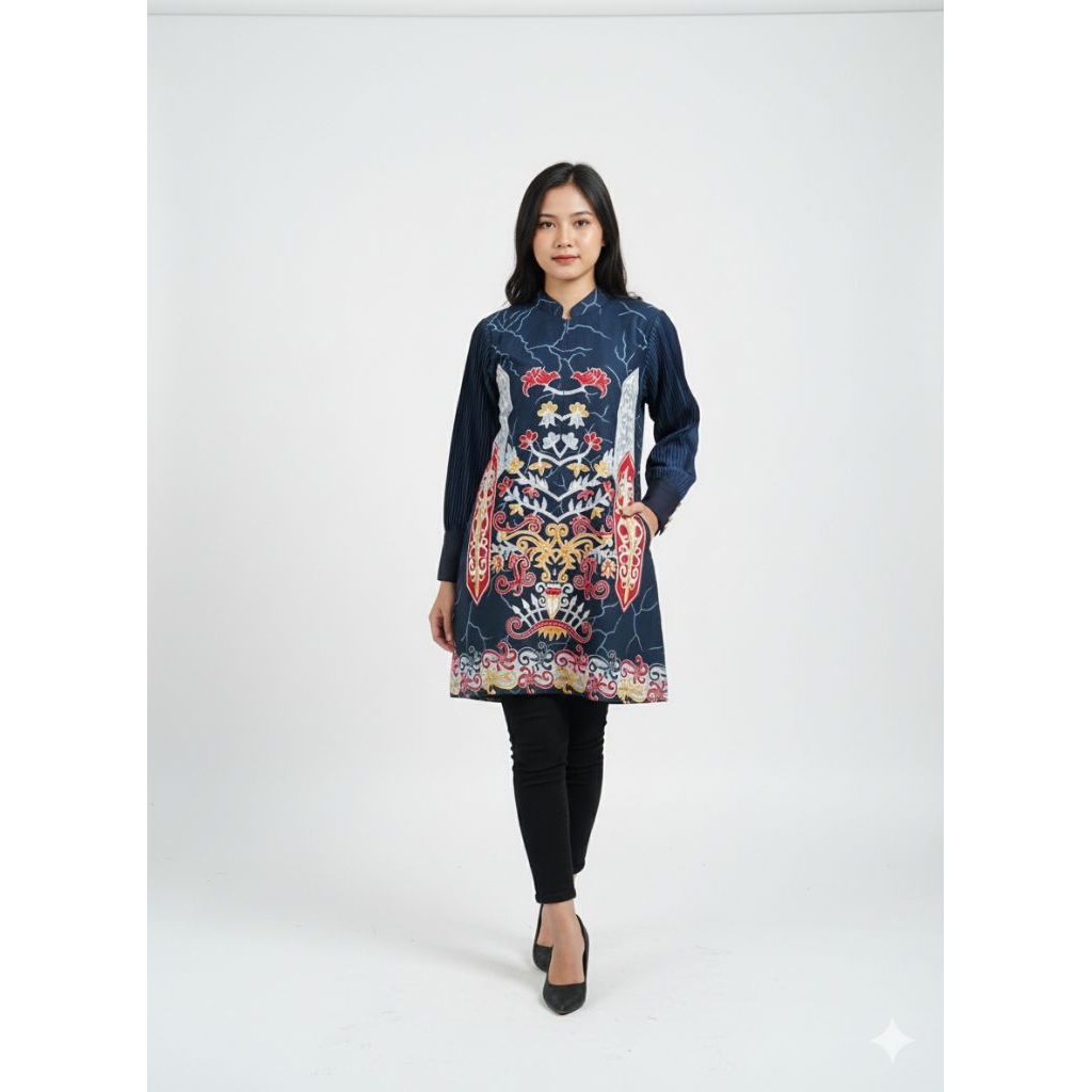 blus batik premium mix plisket premium navy