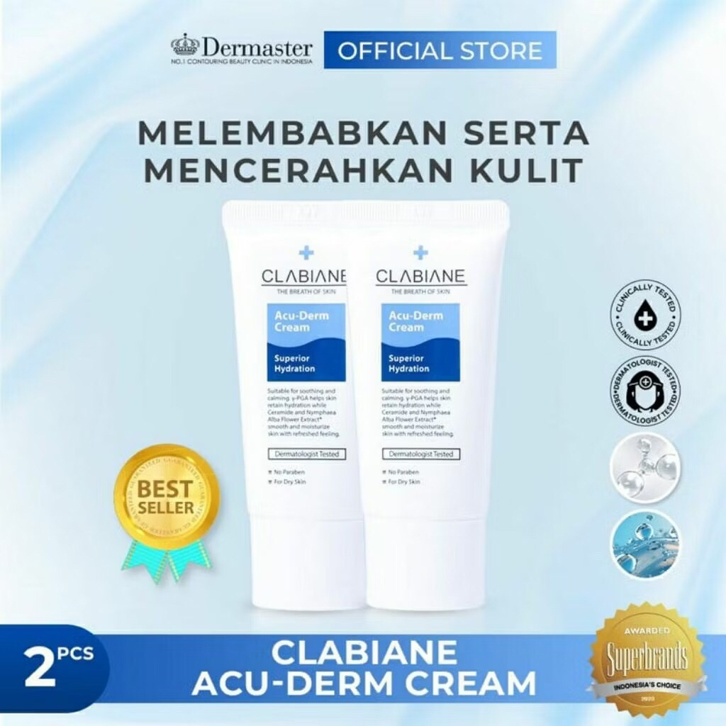 Dermaster Clabiane Acu-Derm Cream - Pelembab Cream (2pcs)