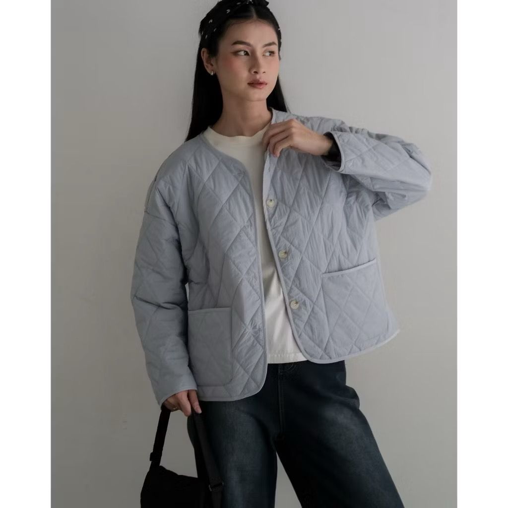 Sakina Jacket Puffer Jacket Boxy Crop Wanita Jaket Musim Dingin Wanita Bahan Puffer Desain Boxy Crop