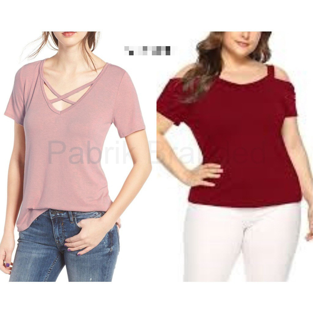 Pabrik branded M0sslmo tee wanita XS S M burgundy maroon hitam Rayon viscose Luxe lengan pendek kaos