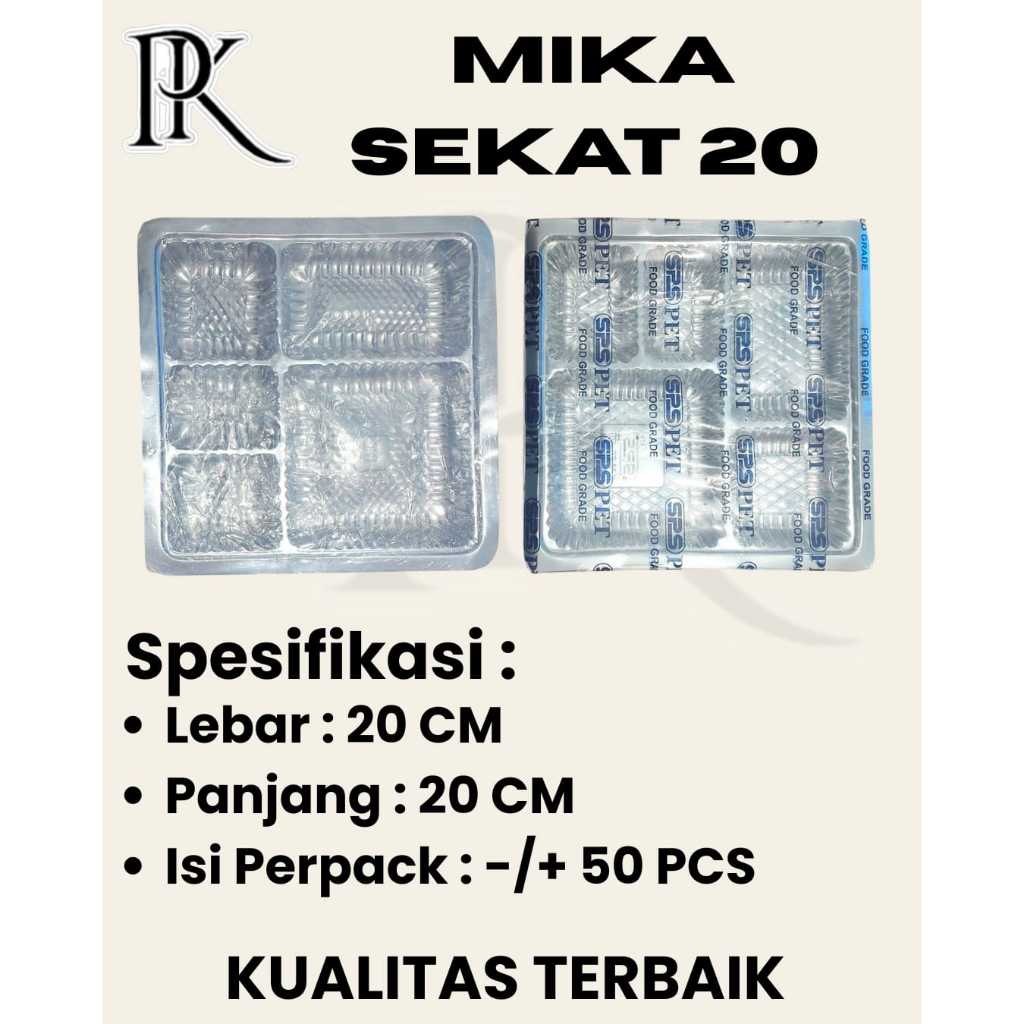 Mika Plastik Tempat Kemasan Makan Sekat 5 Kotak Alas Dalam Dus Kotak Katering 20x20 (50pcs)