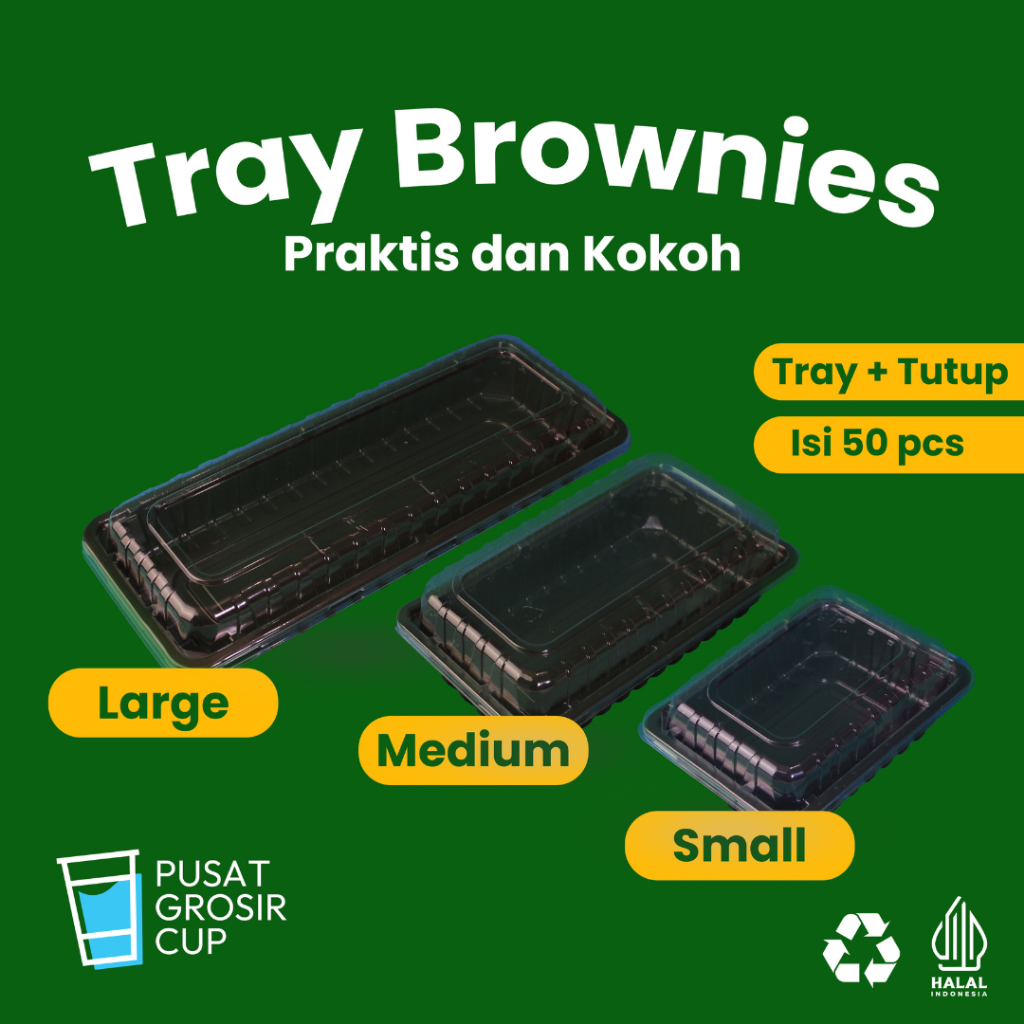 [Isi 50 pcs] STARINDO Mika + Lid Brownies Snack Tray Bento Catering Small / Medium / Large Murah Kua