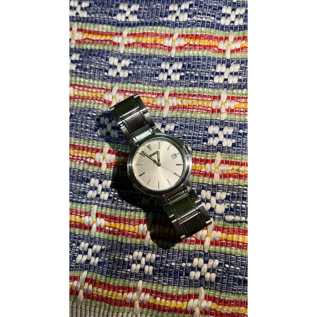 Jam Tangan Cowok Seiko Quartz V732-0T90 Baterai Original Second Preloved Bekas Batangan