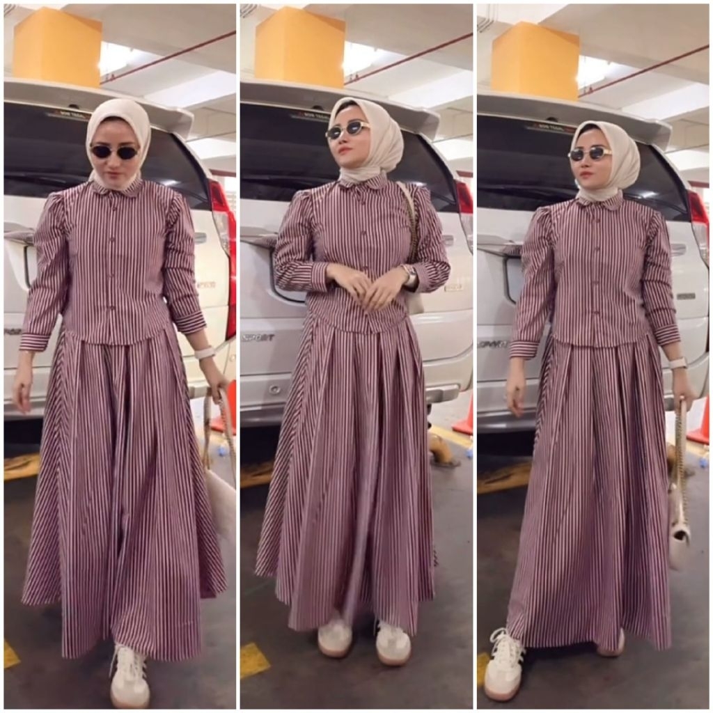 SETROK EVRIL//SETELAN ROK ARSYLA//SETELAN RAYON MOTIF KEKINIAN//SET TERBARU