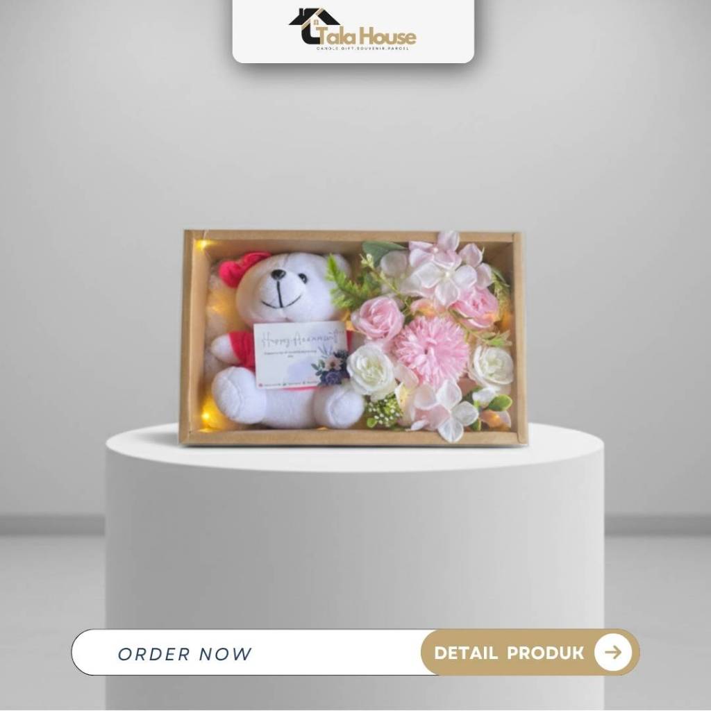 GIFT HAMPERS BONEKA BUNGA RAJUT | FLOWER BOX | HADIAH ULTAH WISUDA | GIFT BOX LED