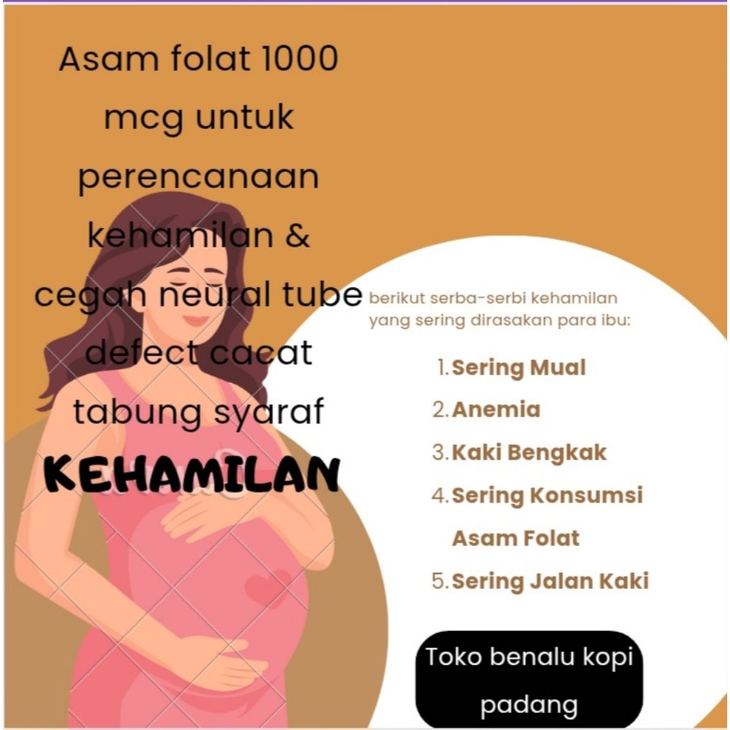 Asam folat 1000mcg isi 100 tablet promil dan kehamilan cegah neural tube defect