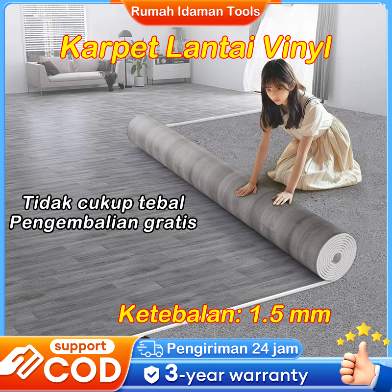 Homenta Karpet Vinyl Lantai Gulungan 1.5mm Anti Licin Anti Air Uk.2x5m Motif Kayu Syariah
