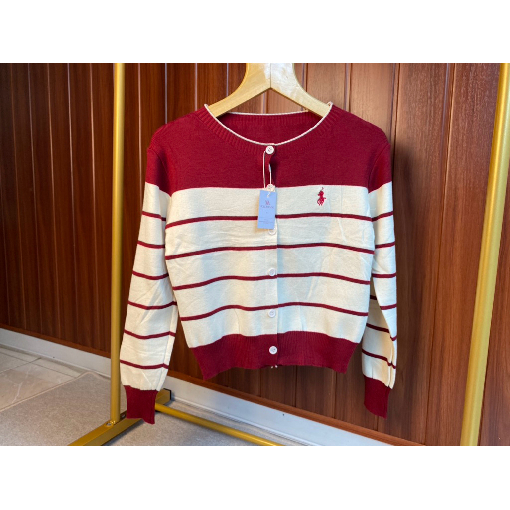 [KODE MV0007] CARDIGAN POLO MAROON Maudyverse | KNIT BKK IMPORT ORIGINAL