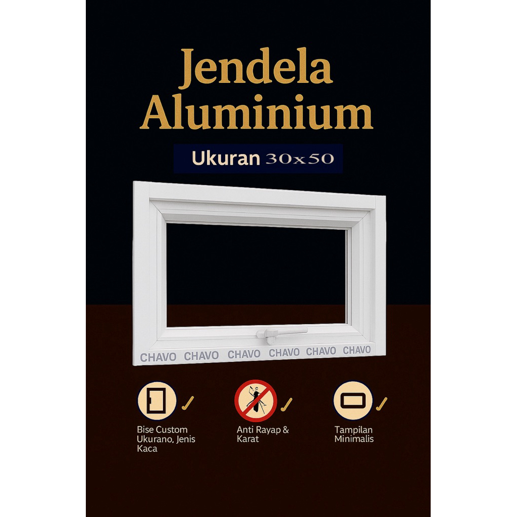 (PROMO) Jendela bovenly alumunium 30x50