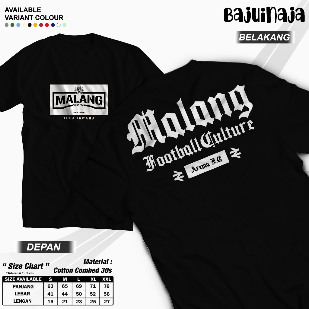 Kaos Arema FC "Malang Football Culture" - Arema Malang/Kaos Supporter Arema/Kaos Fans Arema/Kaos Cas