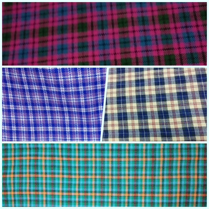 Kain Kotak Premium Yarndyed Akrilik | Bahan Seragam Sekolah 476 Ungu | 486 Hijau | 925 Biru | 796 Cr