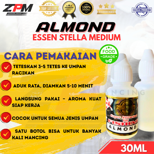 Essen pancing stella almond 30ml aroma kacang umpan ikan bawal mas patin