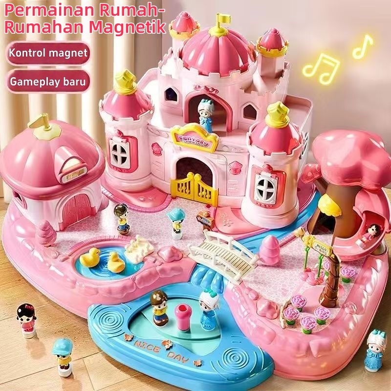​Play House Kastil Magnetik - Mainan Rumah-Rumahan Edukatif dengan Potongan Magnet, Kado untuk Anak 