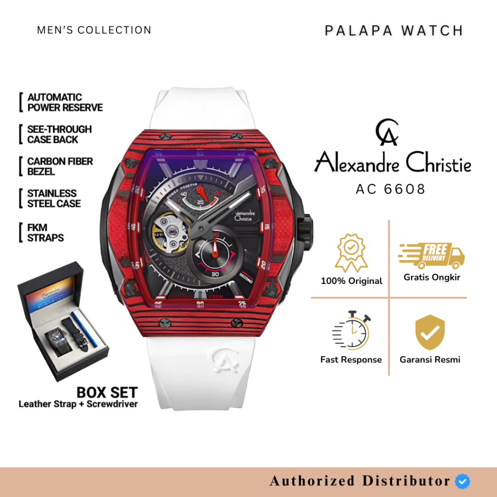 Jam Tangan Pria Alexandre Christie AC 6608 Automatic Limited Edition Carbon Original