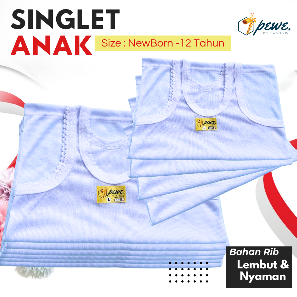 6 Pcs Kaos dalam anak putih/singlet anak usia 1 10 tahun/ kaos singlet anak laki laki/Kaos dalam ana