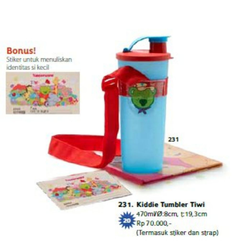Tupperware kiddi Tumbler tiwi 470 ml(bonus tali)