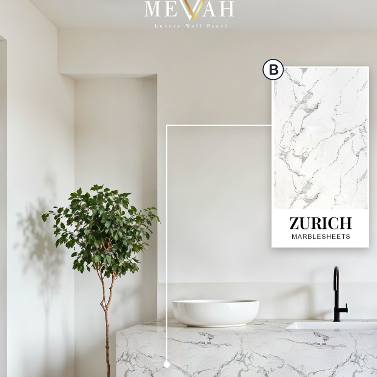 Mevvah Marble Series Wall Panel Motif Zurich - Wall Panel Dinding Motif Marmer