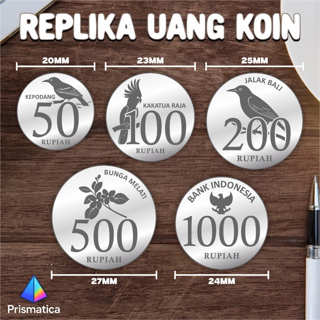 REPLIKA UANG KOIN [500 RUPIAH] AKRILIK - DEKORASI MAHAR MURAH - REPLIKA KOIN SILVER/PERAK READY
