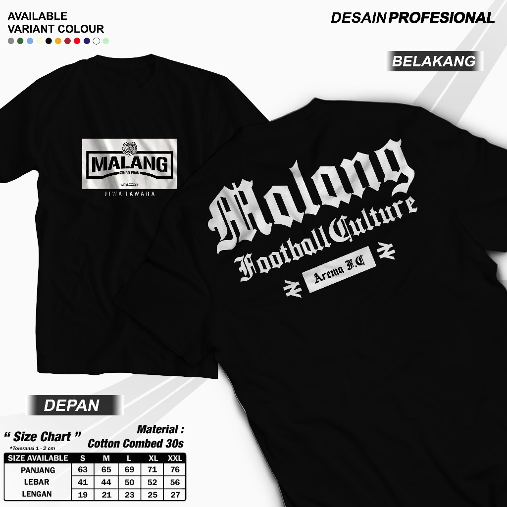 Kaos Arema FC "Malang Football Culture" - Arema Malang/Kaos Supporter Arema/Kaos Fans Arema/Kaos Cas