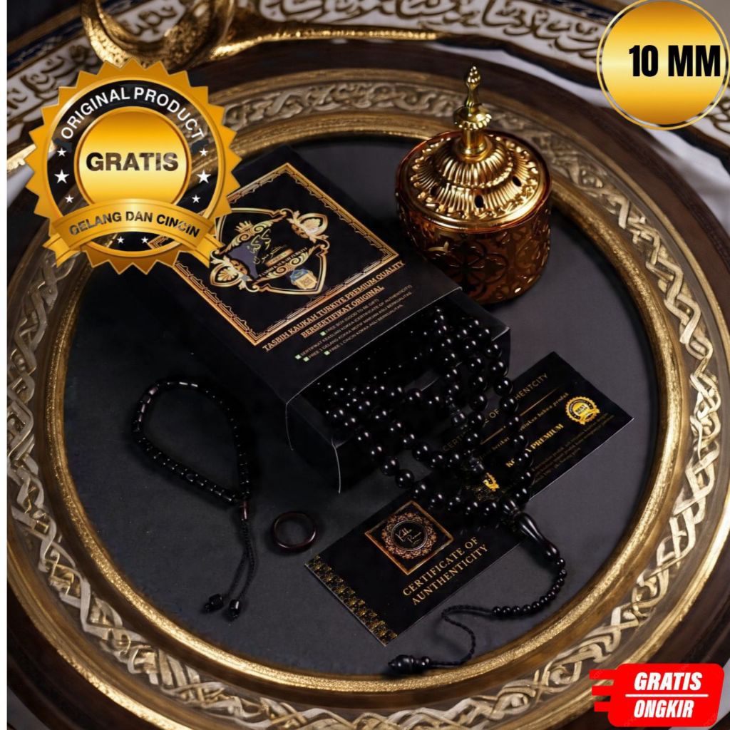 Tasbih Kokka 10 MM  Hitam Asli Premium Tasbih Kokka Murah Tasbih Kokka Turki Tasbih Kokka Bersertifi