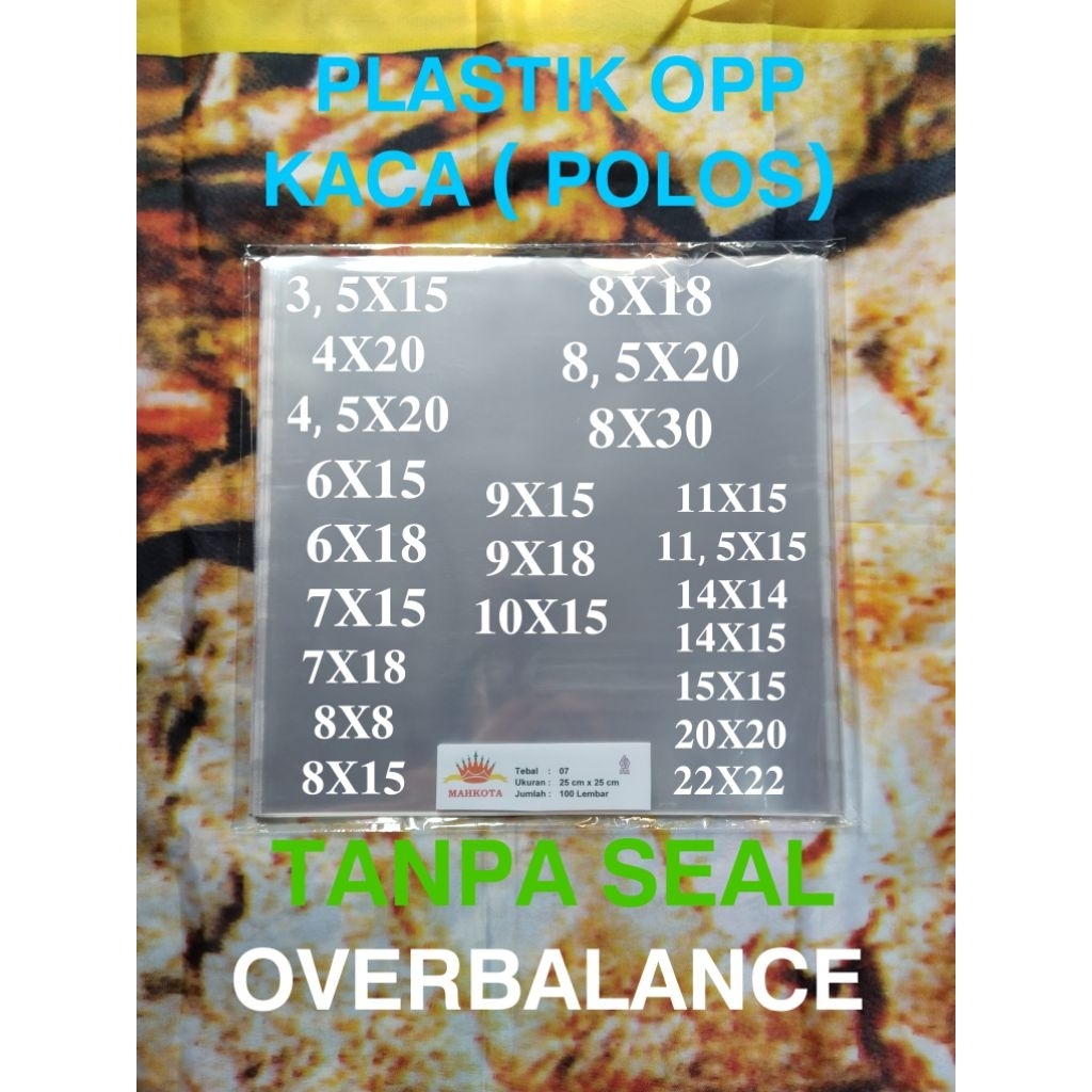 Plastik Opp Kaca Komplit - Plastik Opp Tanpa Seal - Plastik Opp Polos - Plastik Opp Souvenir Tebal