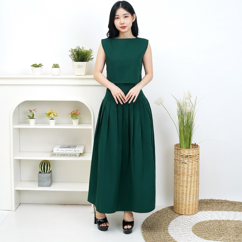 Elina dresa/dress natal/christmas dress/dress emerald/dress hijau