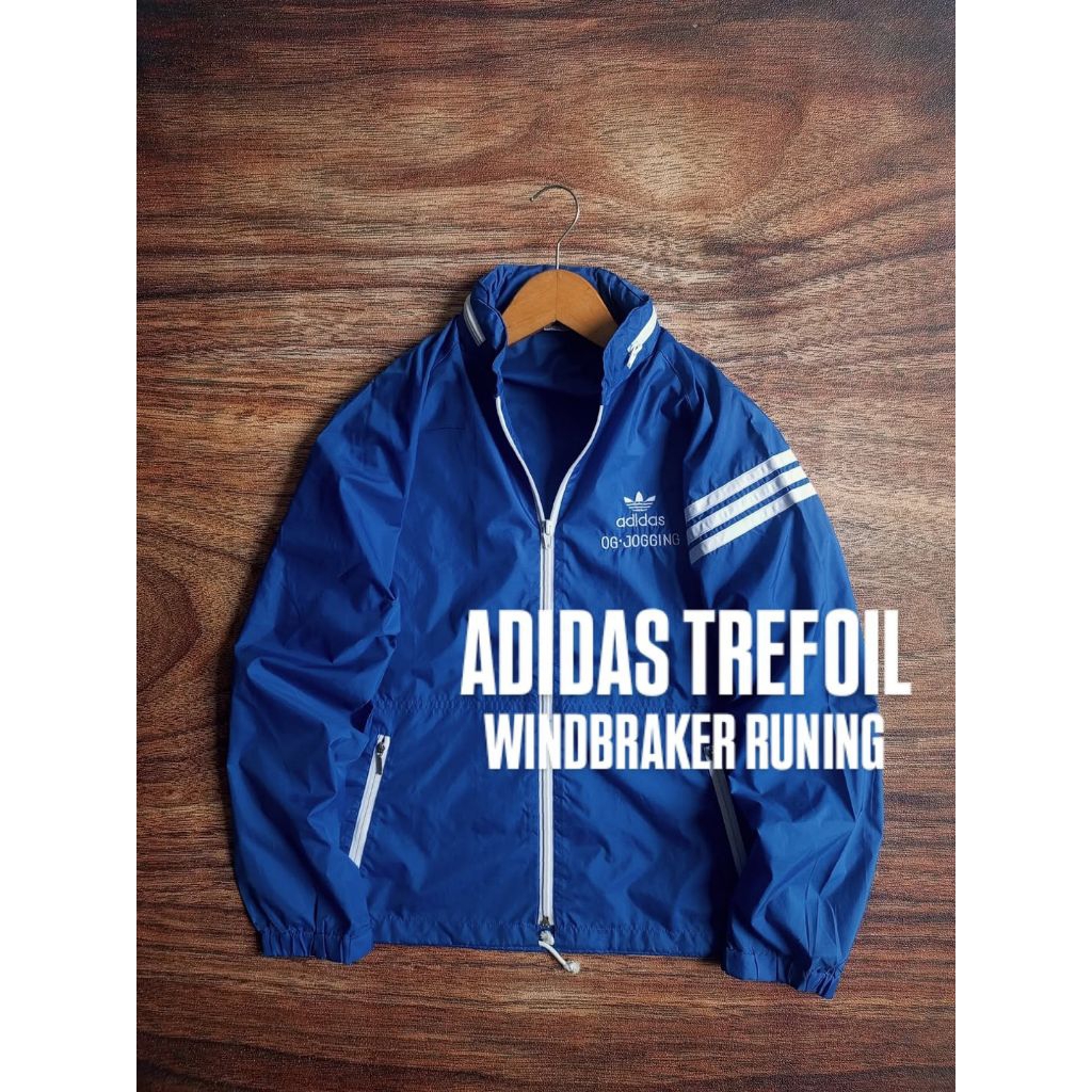 JAKET KEREN TREFOIL By DESCENTE WINDBRAKER RUNNING ART BORDIR HIDEN HOODIE PRIA/UNISEX SECOND PRELOV